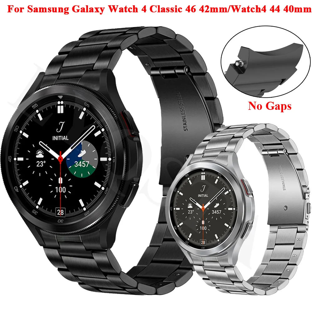 

20mm No Gaps Stainless Steel Strap For Samsung Galaxy Watch 4 44 40mm Curved end Metal Watch Band Watch 4 Classic 46 42mm Correa