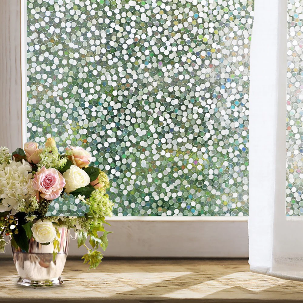 Оконная пленка витражная декоративная УФ наклейка для окон радужная матовая