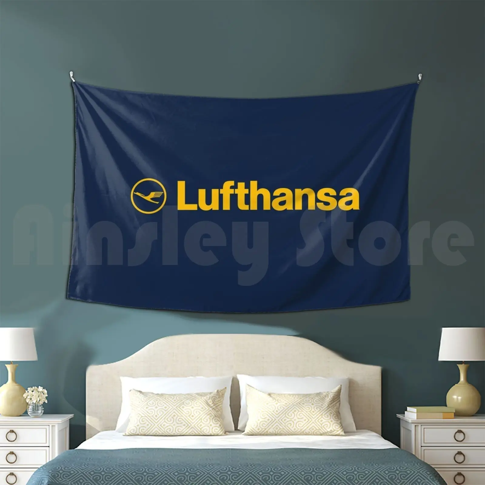 

Lufthansa Tapestry Living Room Bedroom Lufthansa Aviation Jet Plane Pilot Captain Stripes Airways Boeing Airbus Airplane