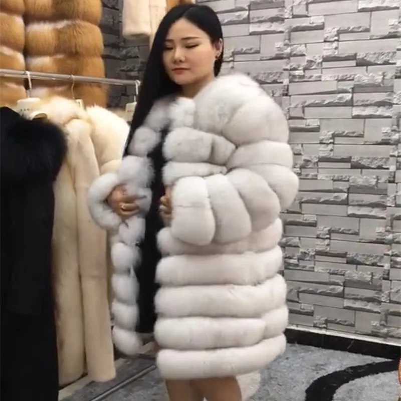 

Import Finland Whole Skin Real Fox Fur Coat Women Winter Thick Warm Overcoat Luxury Genuine Fur Jacket