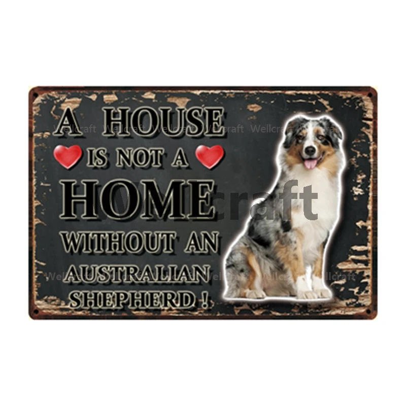 [WellCraft] домашняя Австралийская овчина с собакой металлический знак жестяной