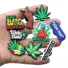 Лидер продаж, 1 шт., подвески для обуви из ПВХ с зелеными листьями, забавные аксессуары для обуви сделай сам из марихуаны, подходят для украшения сандалий, унисекс, подарки на Рождество для взрослых jibz