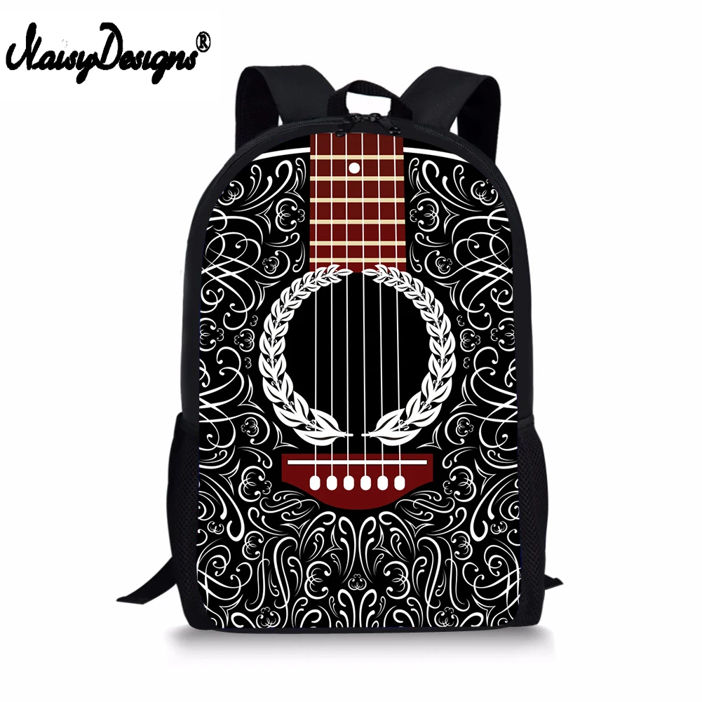 

NOISYDESIGNS Casual Men Shoulder Bag Guitar Pattern Printing Junior Student Large Capacity Bags Boys College School Bags Mochila