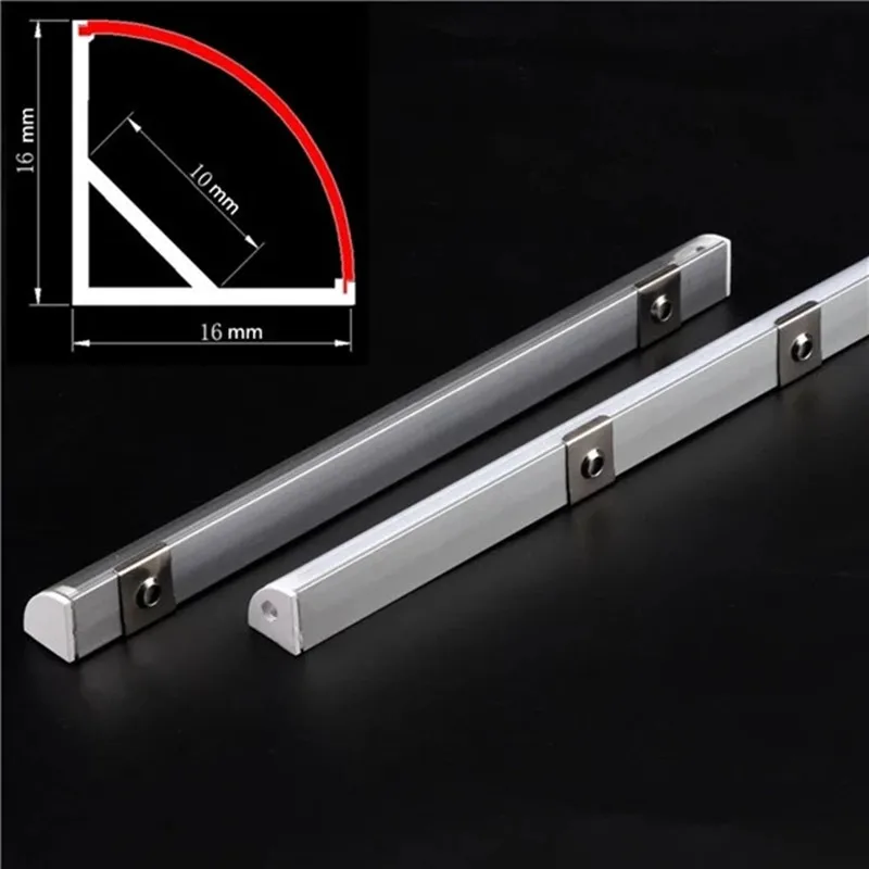 

2-30pcs / lot 0.5m / pcs 45 degree angle aluminum profile for 5050 3528 5630 Milky white LED strips / channel transparent cover