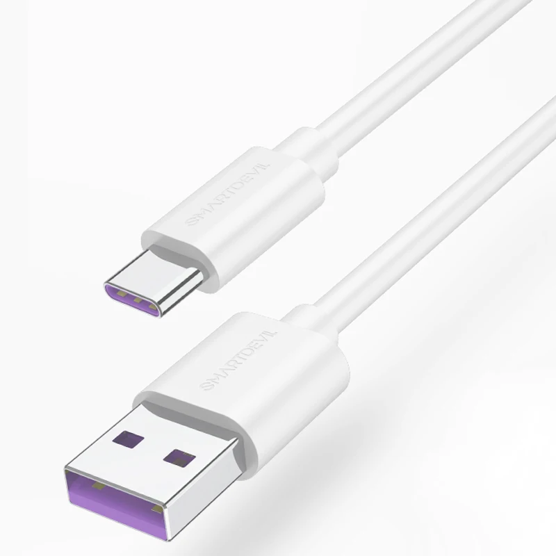 SmartDevil Тип C usb кабель 5A Быстрая зарядка кабель для huawei быстрый мобильный кабель для передачи данных Шнур для xiaomi redmi универсальный для samsung - Цвет: White