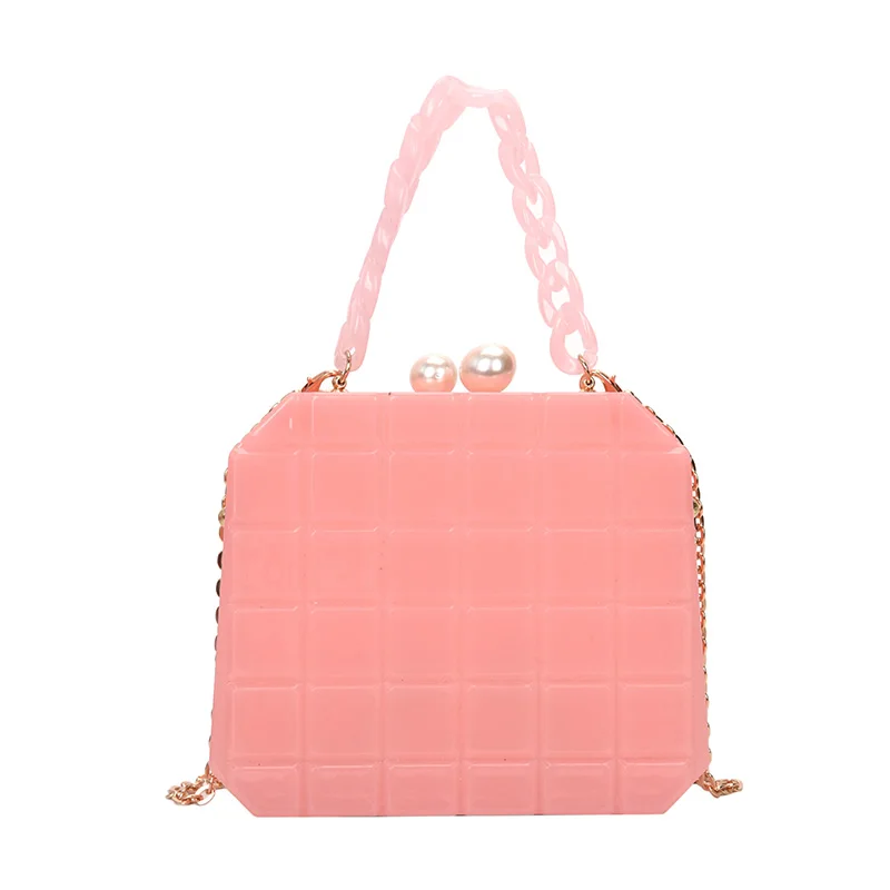 

bag Acrylic 2021 Transparent Box Tote Summer New High-quality PVC Women's Designer Handbag Chain Shoulder Messenger Bag Purses