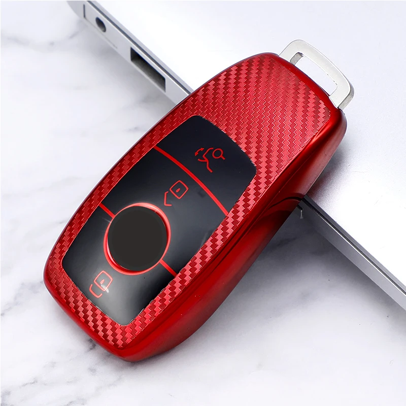 

Soft Carbon Fiber TPU Car Key Cover Case Skin Protective Shell Holder for Mercedes Benz E Class W213 S Class 3 Buttons Key