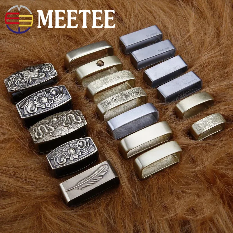 Meetee 4 шт. 25-40 мм Твердый латунный нержавеющий металлические пряжки для ремня кольцо Петля для ремня медный ремешок кольцо DIY ремесло Кожаное украшение