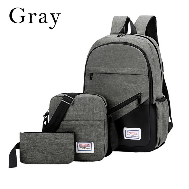 gray Heflashor 3 шт./компл. Анти-кражи рюкзак Для мужчин Для женщин Повседневное рюкзак, рюкзак для путешествий с отделением для лэптопа, рюкзак школьный рюкзак Sac A Dos Homme Zaino - Цвет: gray