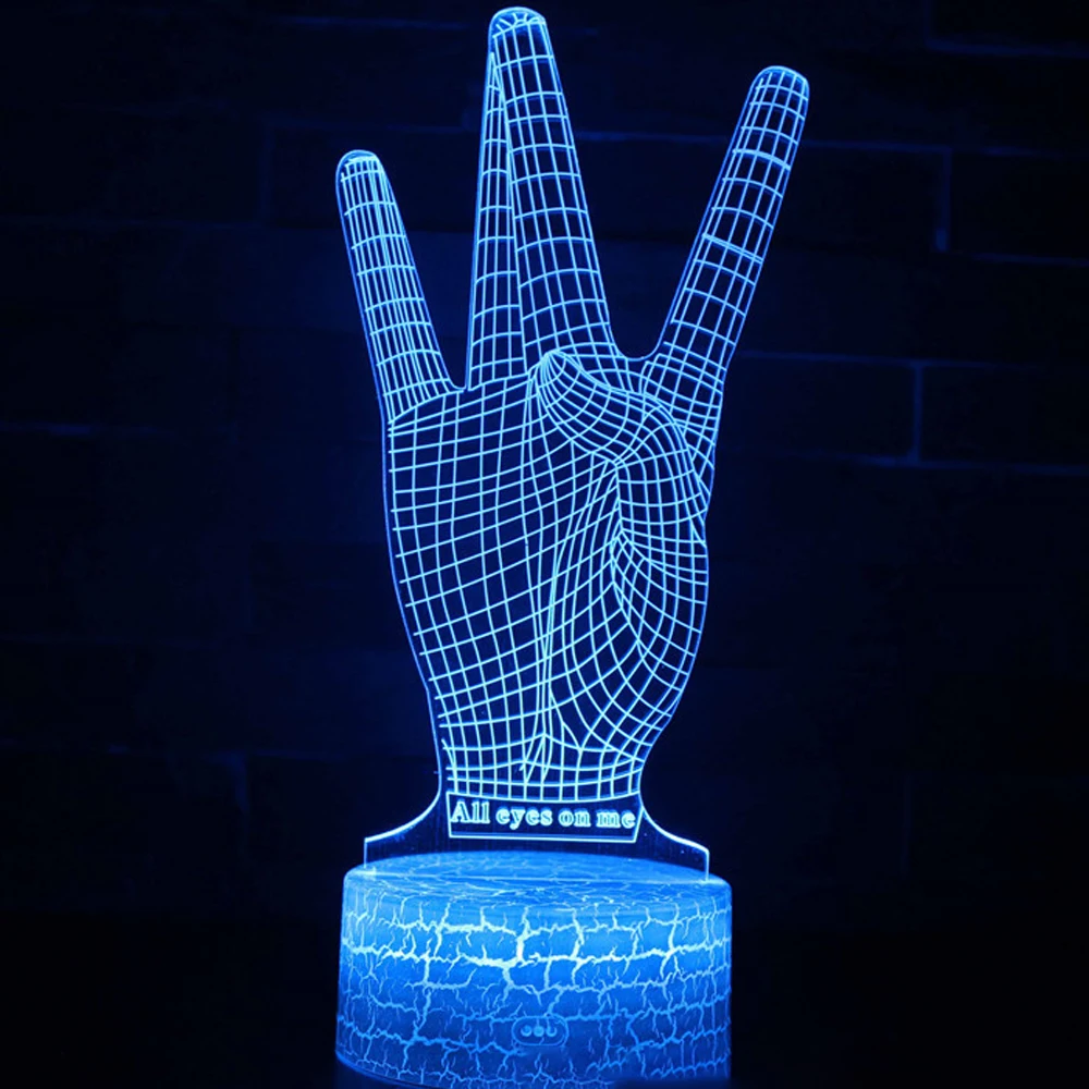 

Victory Gesture Series 3D Night Light Led Colorful Touch Remote Control Desk Lamp Usb Creative Valentine's Day Gift Light
