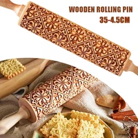 354 5cm christmas embossing rolling pin baking cookies biscuit fondant cake dough roller engraved z2o6