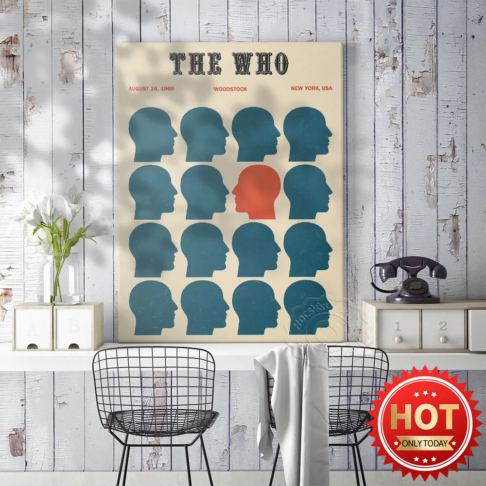 

Britain The Who Rock Band Art Poster, 1969 Woodstock Vintage Art Wall Picture, Music Gig Decor Poster, Fans Collect, Idea Gift