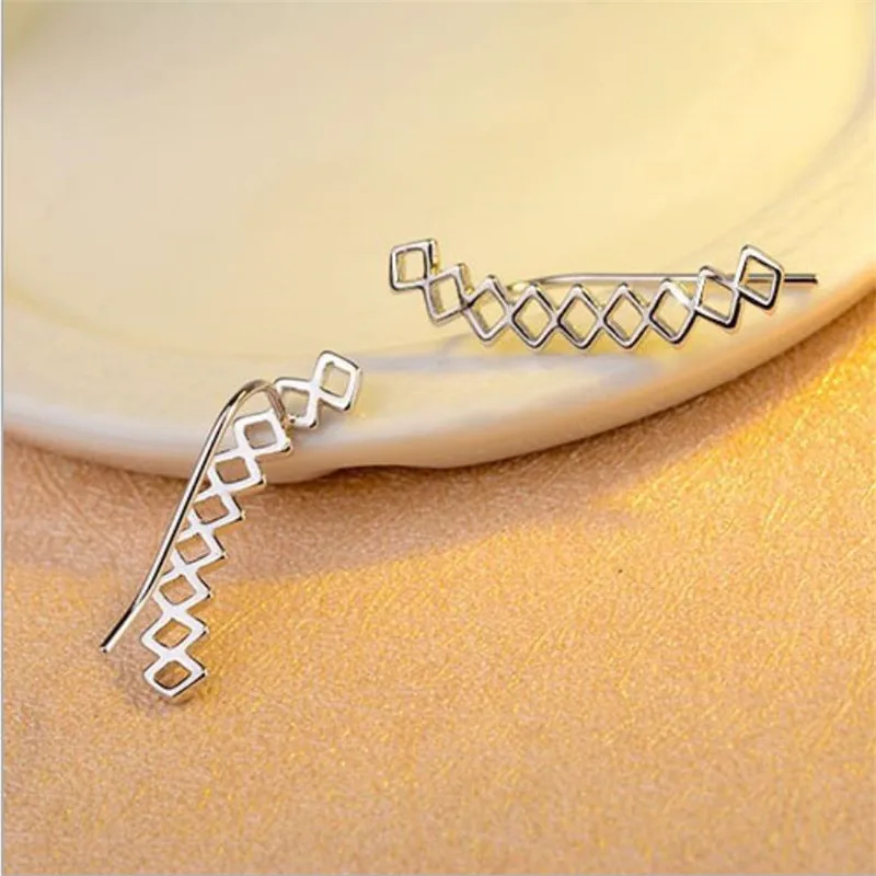 Модные женские серебряные серьги 925 модные геометрические для пирсинга Женские