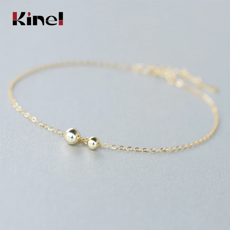 

Kinel 100% Real 925 Sterling Silver Round Beads Anklets for Women Fashion 2020 Summer Bracelet On The Leg Jewelry