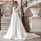 Кружевное свадебное платье с V-образным вырезом, рукавом до локтя