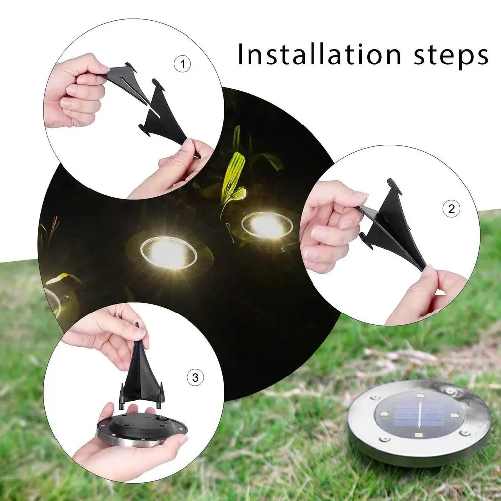 

1Pcs 8LED Solar Power Buried Light Under Ground Lamp Outdoor Path Garden Decking