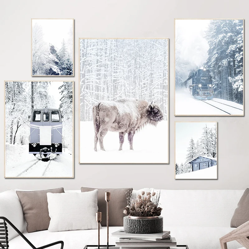 

Beautiful Winter Snow Forest Pine Tree Canvas Painting Posters and Prints Wall Art Decoration Cuadros Home Decor Picture