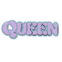 wuyucong 2020 new pink sequins queen patches iron on letters sequined patch for clothes jackets sewing accessory fabric diy