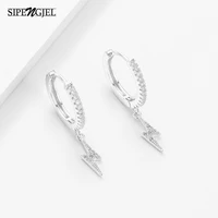sipengjel fashion cubic zircon simple lightning drop earrings for women korea circle hoop earrings party jewelry accessories