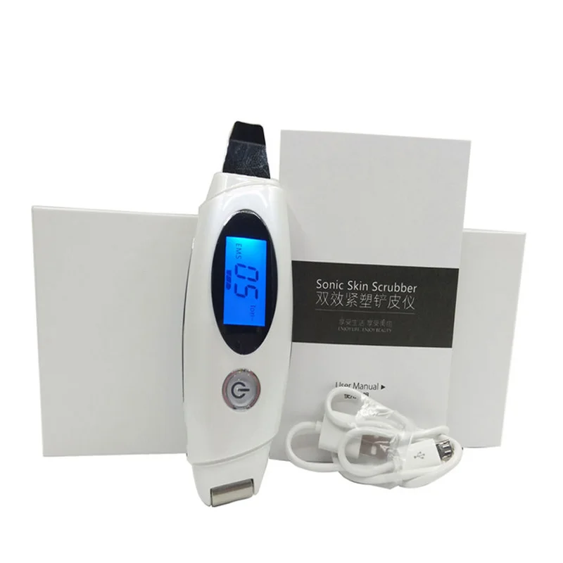 Precio Recargable Ultrasonido EMS Depurador De La Piel Manchas Oscuras Deadskin Puntos Negros Acné Remover Estiramiento Facial De Aligeramiento De La Piel Rodillo Masajeador