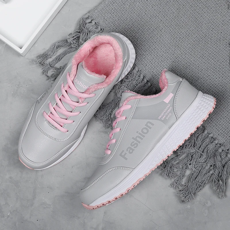 Зима Брендовые теннисные кеды Tenis Feminino Женская кожаная спортивная обувь для