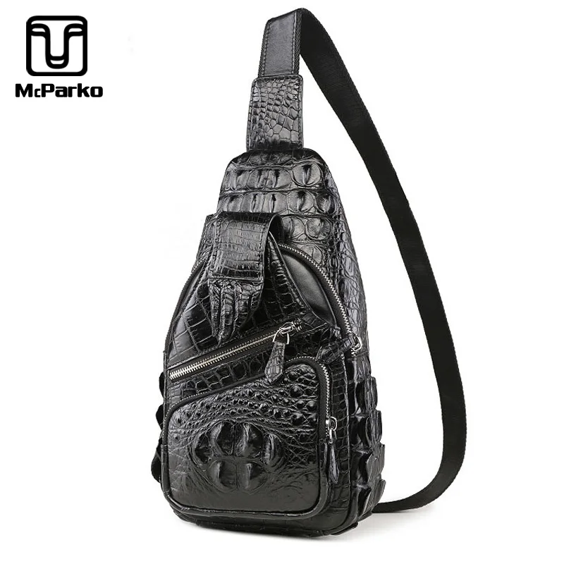 Нагрудная сумка McParko Мужская из натуральной кожи крокодила в стиле хип-хоп | Багаж