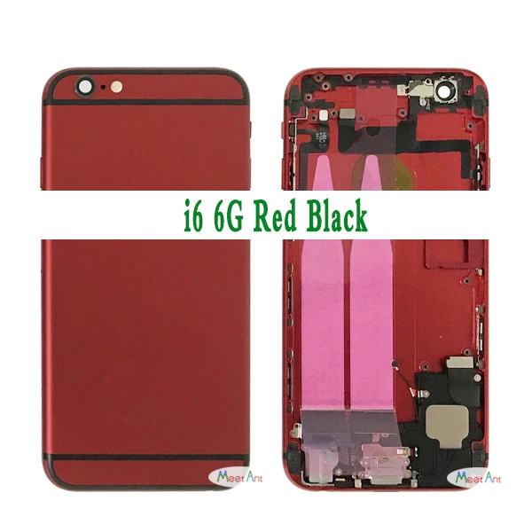 Высокое качество для iphone 6 6G или 6S Задняя средняя рамка Шасси Полный Корпус в сборе крышка батареи задняя дверь с гибким кабелем - Цвет: i6 Red Black