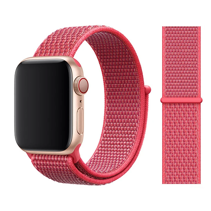 Нейлоновый ремешок для apple watch группа 4/5 44 мм/40 мм, correa apple watch 3 42 мм/38 мм iwatch серии 5/4/3/2 разноцветный коннектор ремешок для часов - Цвет ремешка: Hibiscus