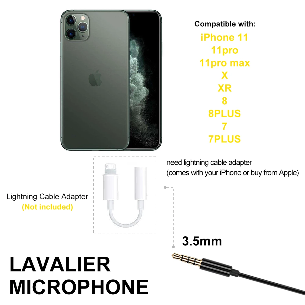 Профессиональный петличный микрофон XTUGA всенаправленный с простой клипсой для