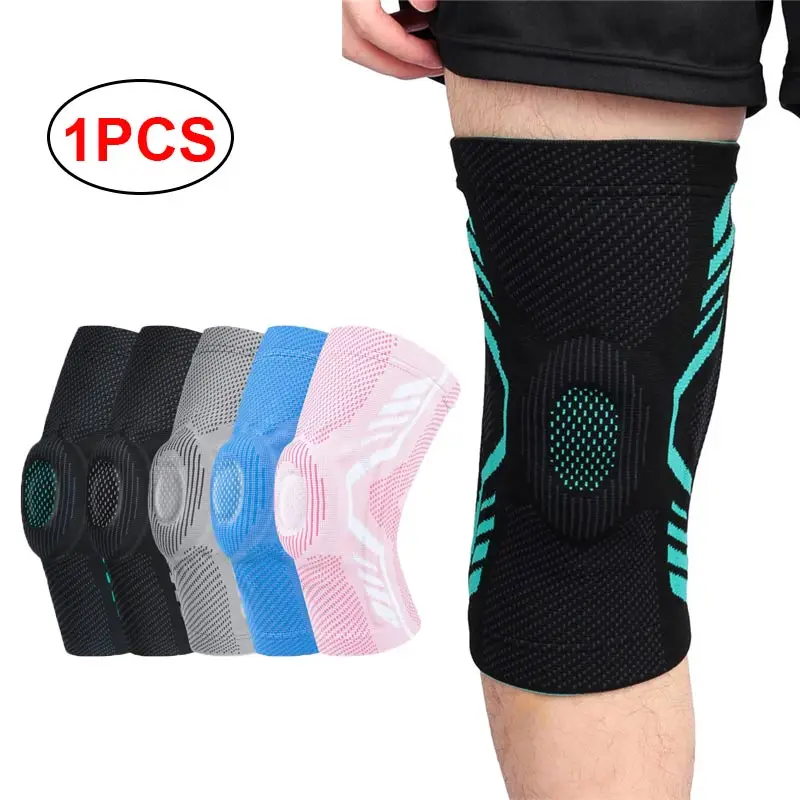 

Silicone Spring Knee Pad Sport Compression Knee Support Brace Basketball Running Fitness Patella Medial Protector Leg Sleeve