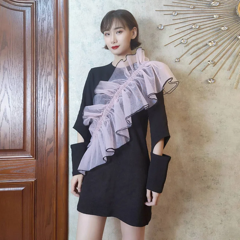 Женское вечернее платье средней длины с длинным рукавом | Женская одежда