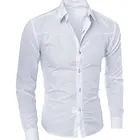 Рубашка мужская приталенная с длинным рукавом, модная сорочка из хлопка в британском стиле, сорочка для офиса, весна-осень