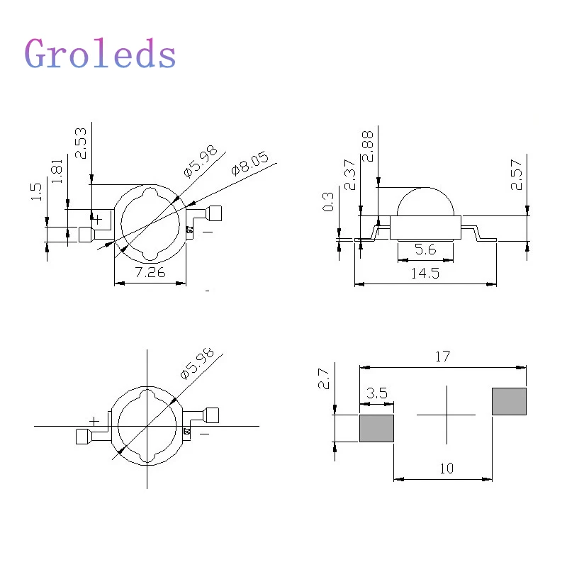 Groleds светодиодный чип 3W 5 Вт Высокая мощность Led УФ ИК-чип светодиодный Диод 3W Мощность Красочные светодиоды DIY лампа EpiLeds Epistar чип Высокая мощность