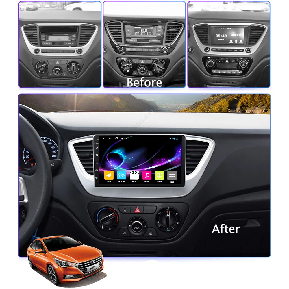 Автомагнитола 4G для hyundai verna solaris 2012-2018 мультимедийный плеер Wi-Fi стерео аудио GPS IPS