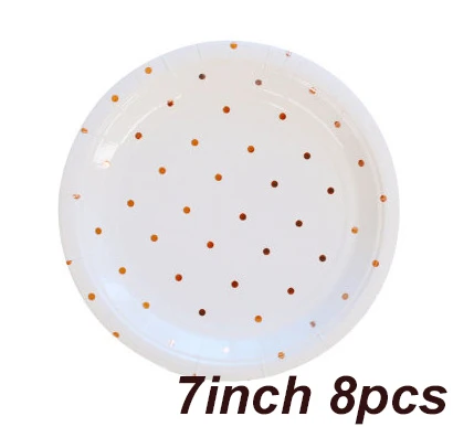 7inch plate 8pcs Розовое золото серии позолота вечерние одноразовая бумажная посуда стакан с соломинкой День рождения Свадебные розовые вечерние сувениры Декор поставки - Цвет: 7inch plate 8pcs