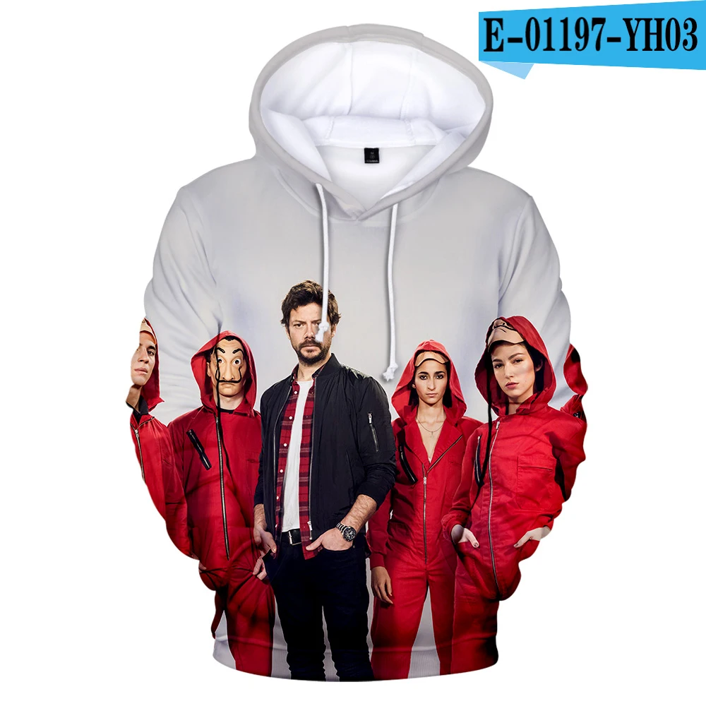 

Роскошные модные специфические толстовки La casa de papel сезон 3D толстовки мужские/женские с длинным рукавом Толстовка в стиле "кэжуал" пуловеры
