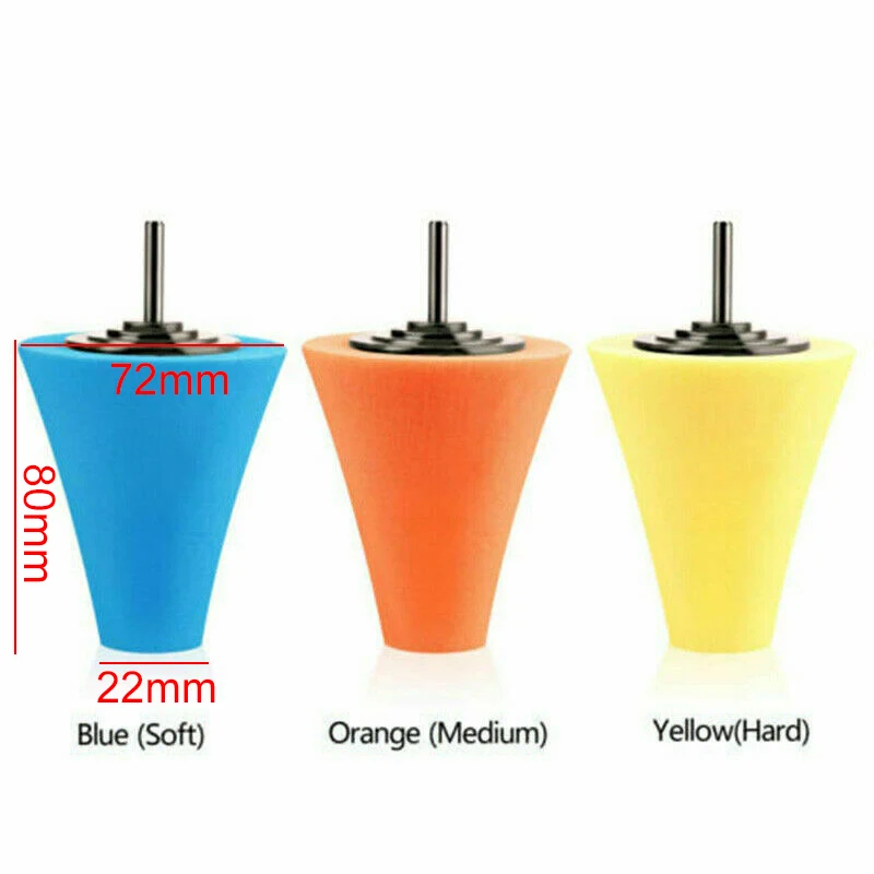 

5pcs Burnishing Sponge Cone Metal Polishing Foam Cone Pad Buffing Polishing Ball 3inch 80mm For Car Auto Wheel Hub Care Tool