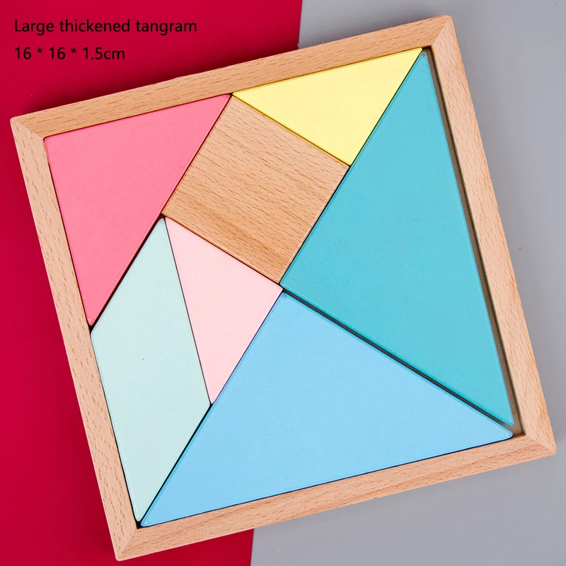 New Colorful Wooden Tangram Jigsaw Puzzle Children's Early Education Puzzle Brain Development Toys Baby Kids Boy Girl Dropship