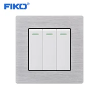 fiko high quality pure white large board 250v 16a 3 gang 1 2 way household wall power switch aluminium flame retardant panel