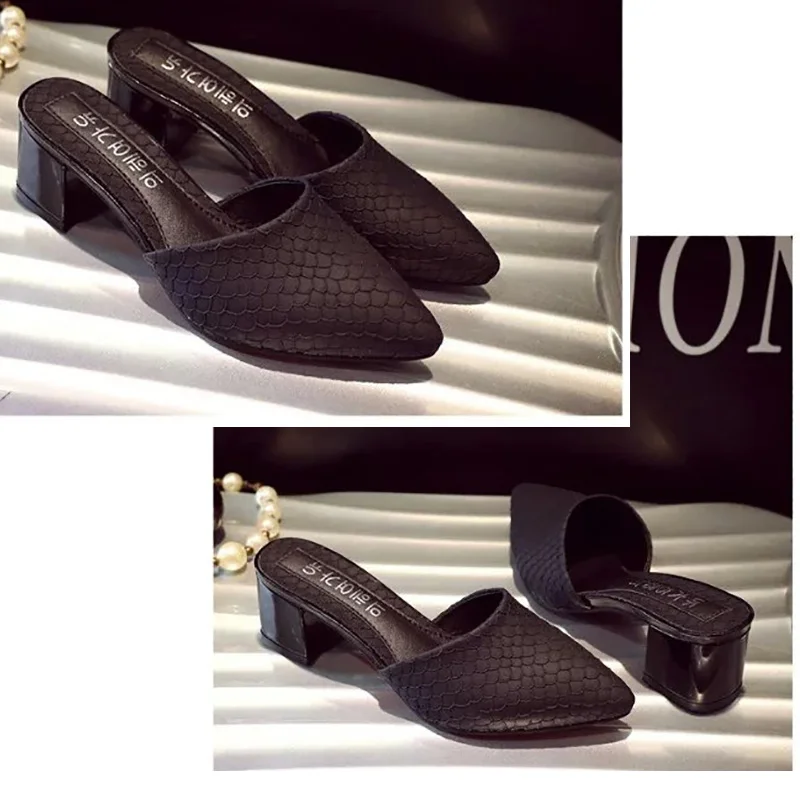 

2019 Woman Slippers Women High Heels Shoes Ladies Female Slides Slippers Outside Heels Fashion Casual Women's Lady Mules Shoes