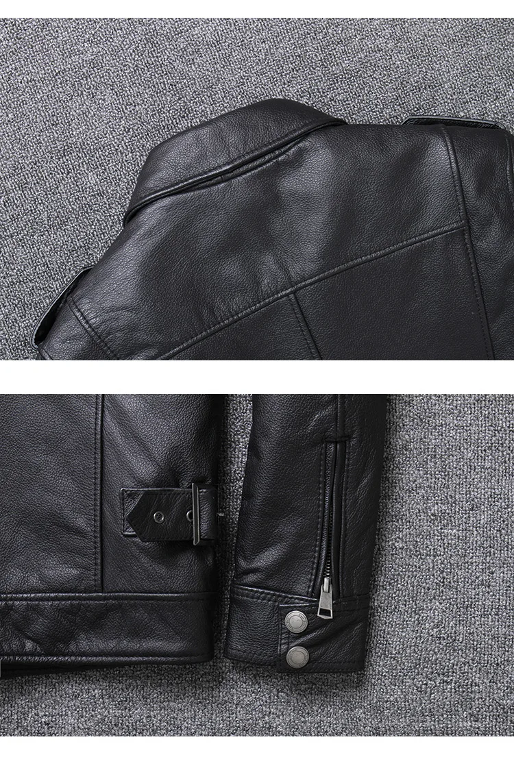 Итальянская мужская короткая куртка из натуральной телячьей кожи с карманами на