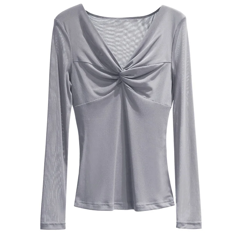 

Adult Women Latin Dance Tops V Neck Long Sleeve Mesh Elasticity Latin Practice Wear Standard Ballroom Dance Clothes Women Tops