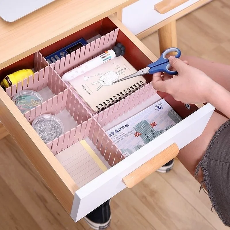 

4pcs/Set DIY Drawer Divider Household Storage Organizer Partition Board for Socks Underwear Organize The Grid Drawer Partition