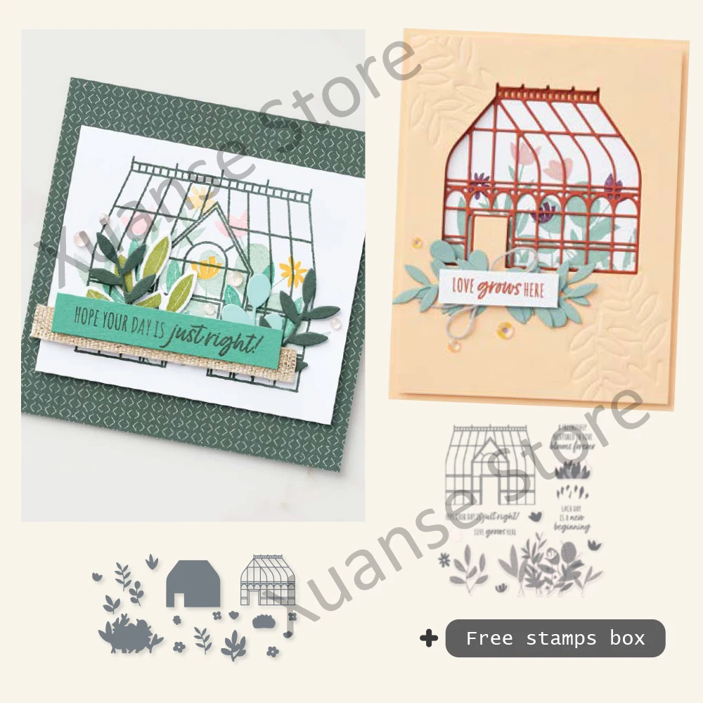 

House Flowers Garden Metal Cutting Dies Photopolymer Stamp DIY Scrapbooking Stencil For Decor Cards Diary Cutting Dies Stamps