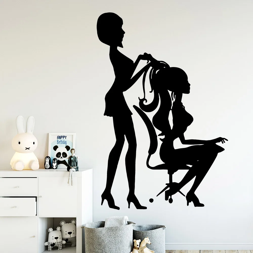 

Artistic Woman Hair Salon Home Decoration Wall Sticker For Beauty Salon Decoration Wall Barber Art Decal Shop Stickers