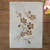 a4 29cm simple plum branch diy layering stencils wall painting scrapbook embossing hollow embellishment printing lace ruler