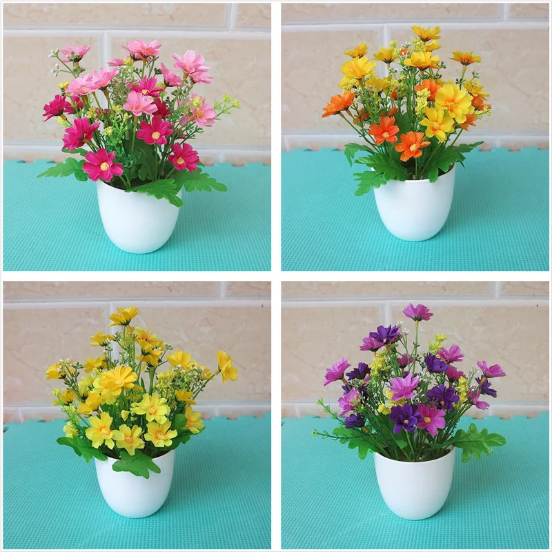 ПК искусственная Хризантема бонсай Горшечное растение ландшафт для дома