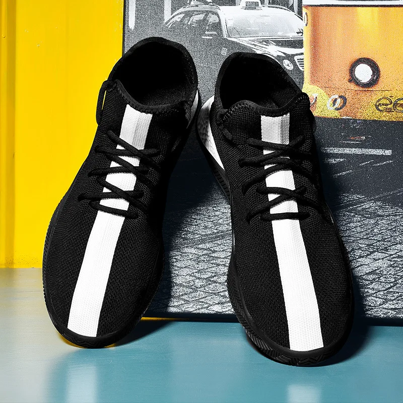 Кроссовки мужские дышащие без шнуровки повседневная нескользящая обувь черные