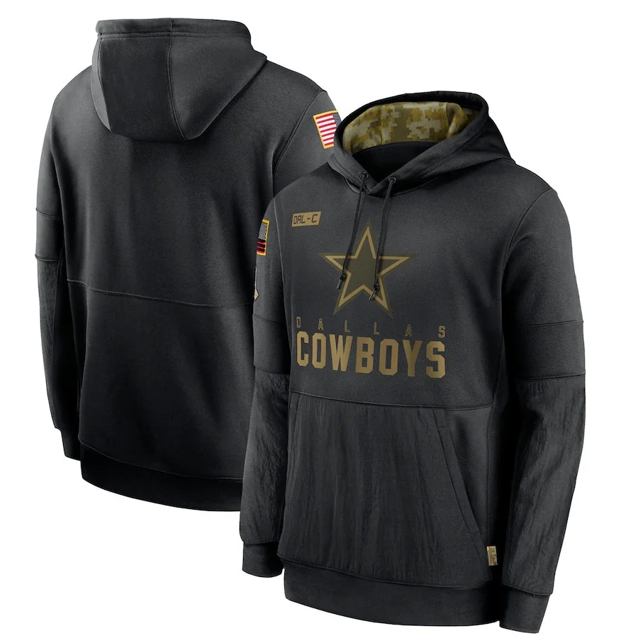 

Dallas MEN Sweatshirt Cowboys 2020 Salute to Service Sideline Performance Pullover football Hoodie S-4XL