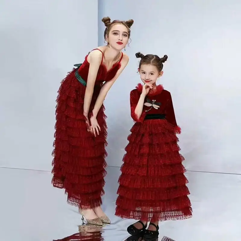 Элегантное вечернее официальное семейное платье для матери дочери подходящие